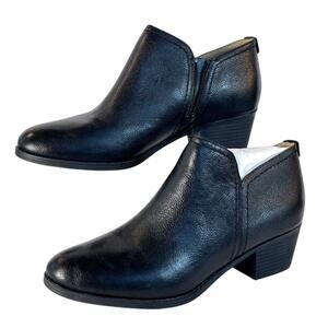 Naturalizer Womens Zarie Black Leather Ankle Boots Booties  Shoes 10 NEW